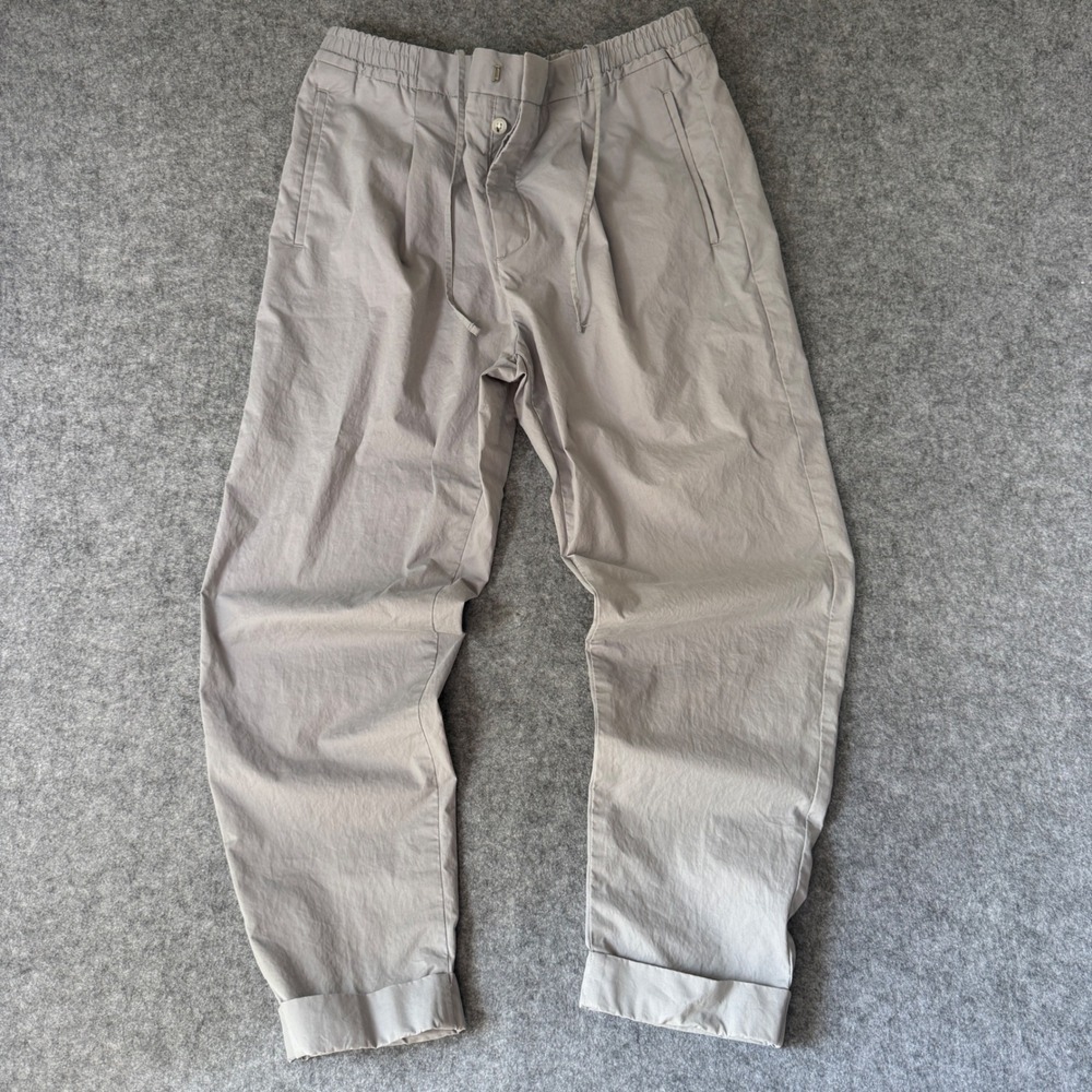 Reiss Ramsay Trousers Mens 34 Grey Pleated Elastic Waist Tech Chino Pants